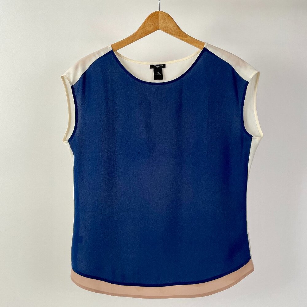 Ann Taylor Silky Sleeveless Colourblock Tank Top, Size SP